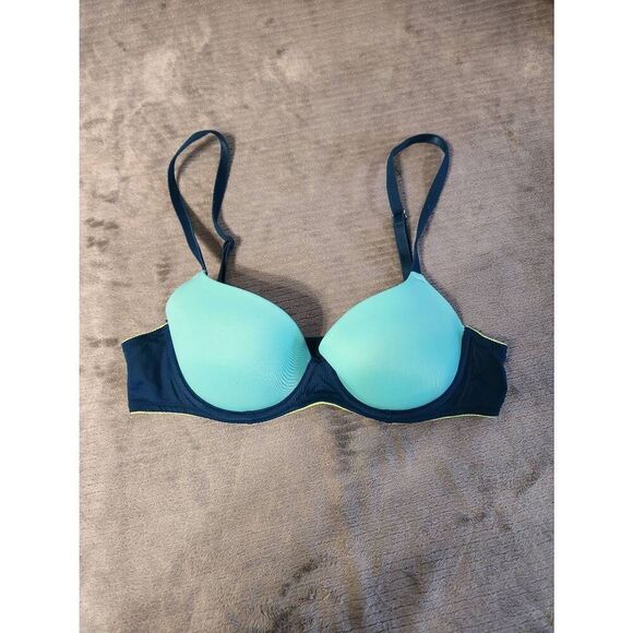 Victoria's Secret PINK Size 34A Wear Everywhere T-Shirt Lightly Lined Bra Aqua T - Picture 1 of 4